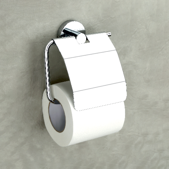 Ebine Toilet Paper Holder with Cover – Wall Mounted (Chrome Finish)